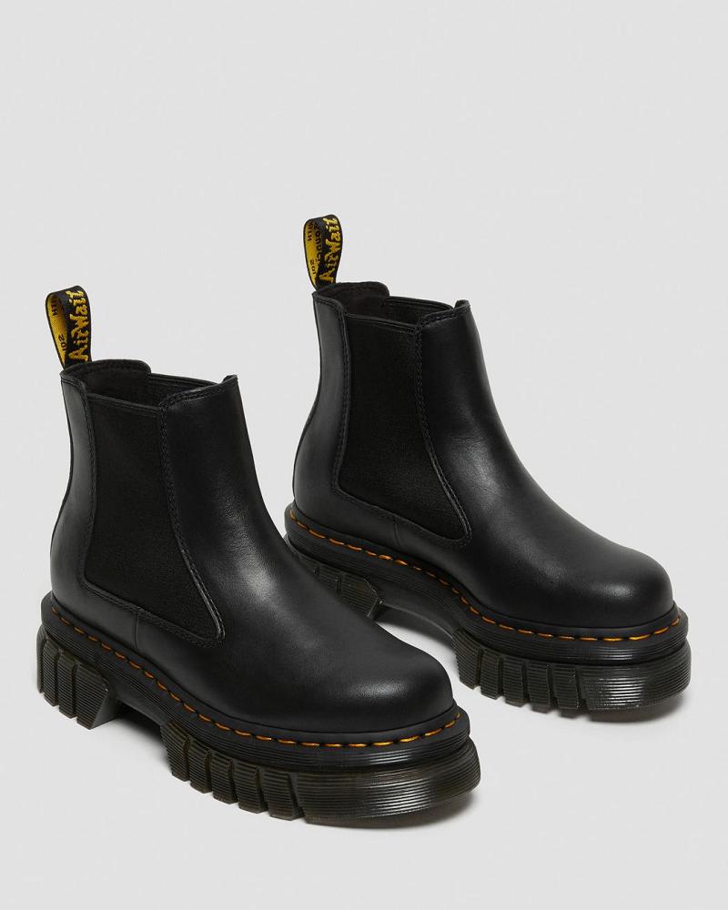 Dr Martens Audrick Nappa Læder Platform Chelsea Støvler Dame Sort | DK 121CTV